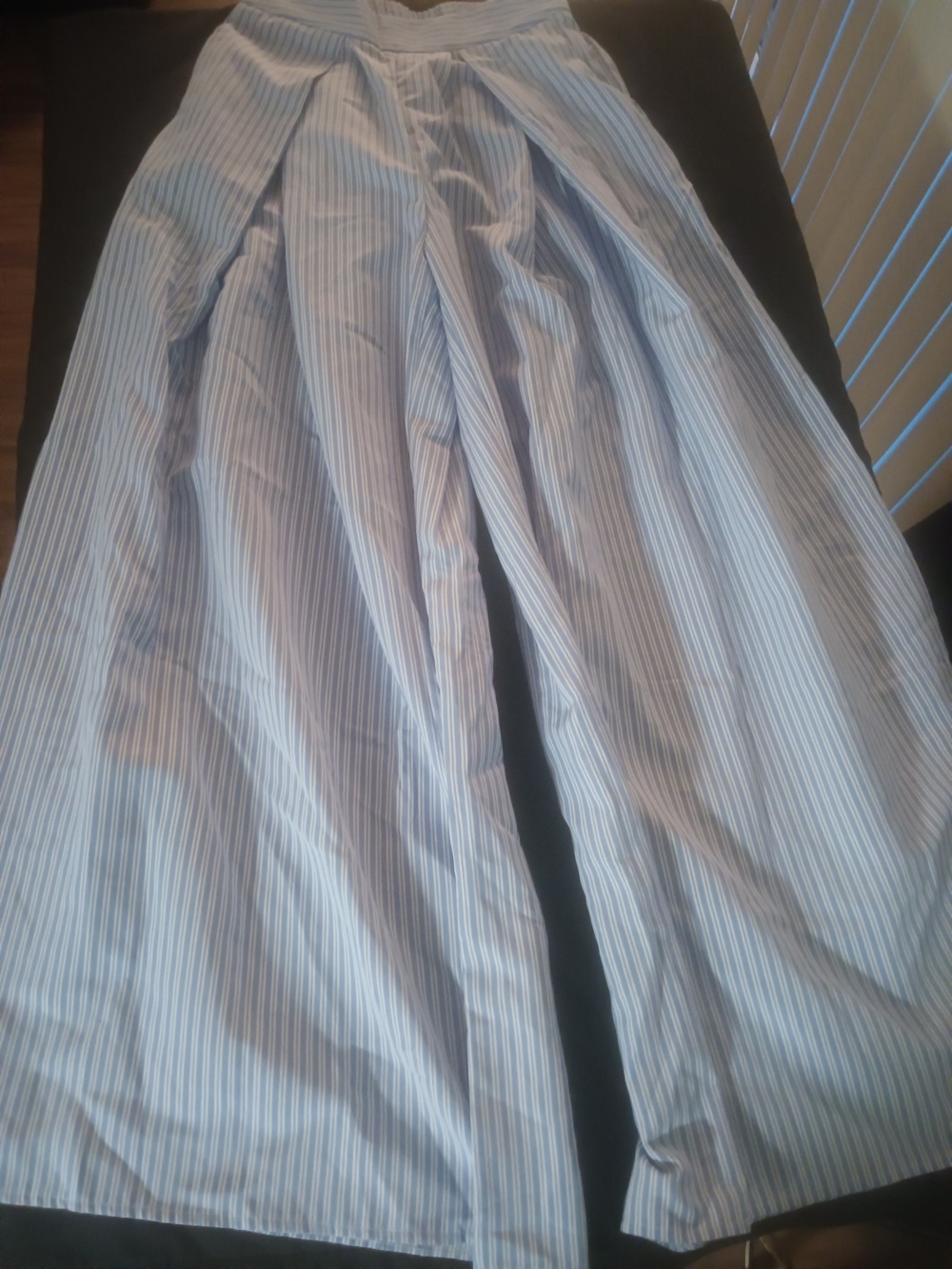 SHEIN Light Blue & White Pinstripe Wide-Leg Pants
